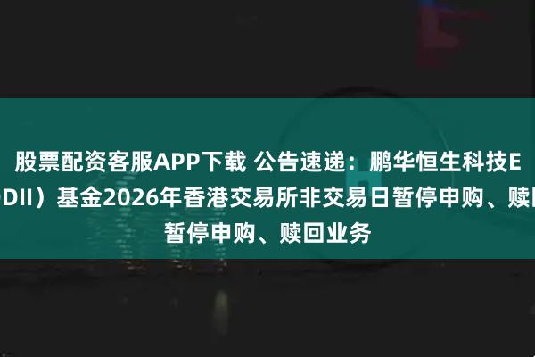 股票配资客服APP下载 公告速递：鹏华恒生科技ETF（QDII）基金2026年香港交易所非交易日暂停申购、赎回业务